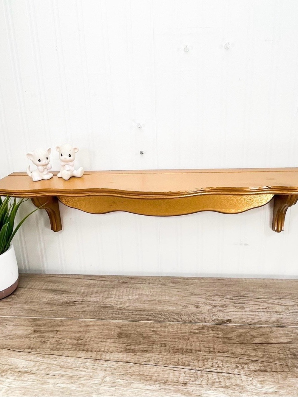 VTG Wood Gold Decorative Wall Plate Display Shelf